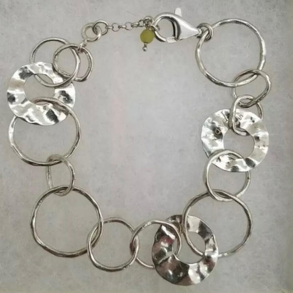 Silpada Hammered Sterling Silver ‘PAPER CHAIN’ Circle Links Bracelet B1217 - Picture 8 of 16